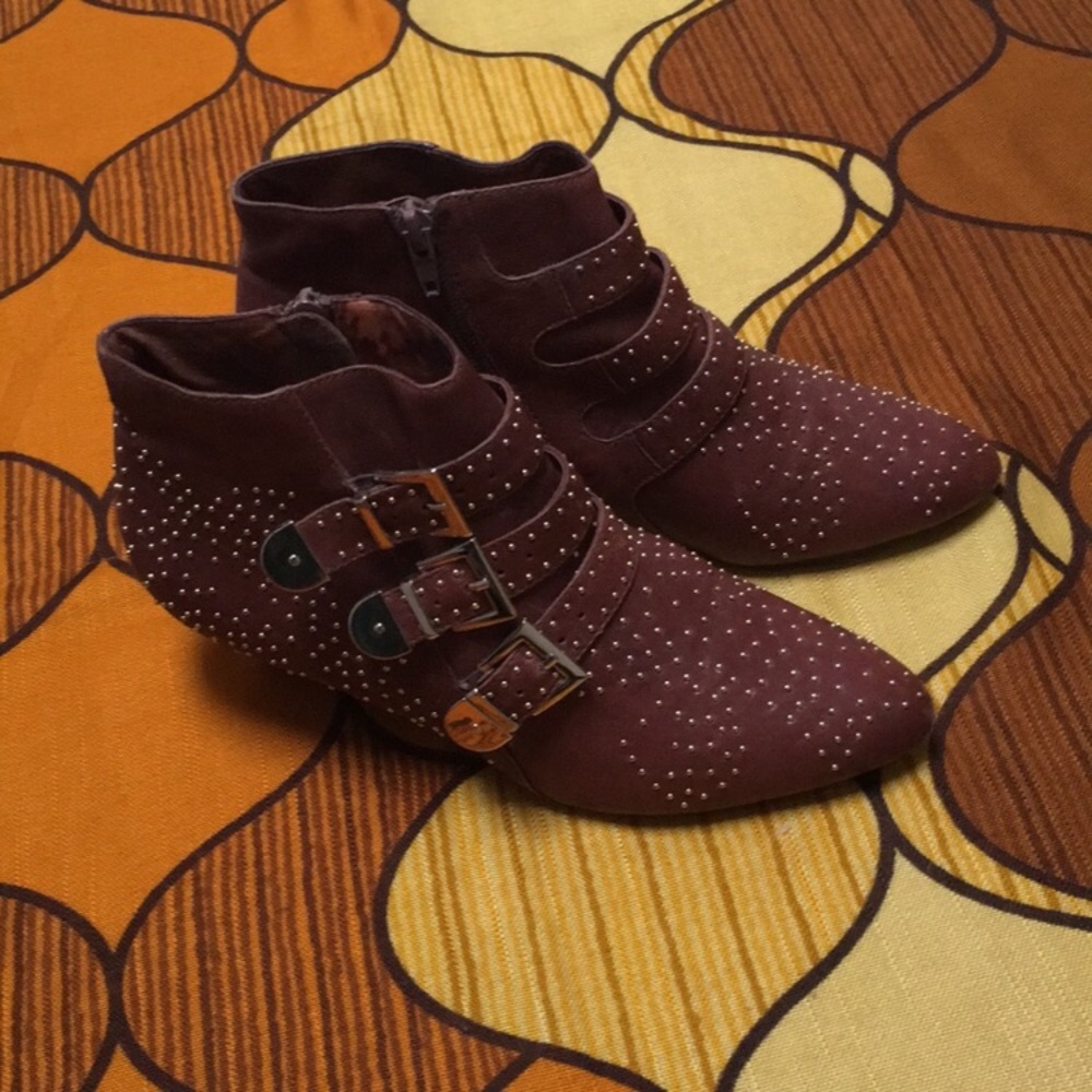 Jeffrey Campbell Studded Maroon / Burgundy Bootie 8